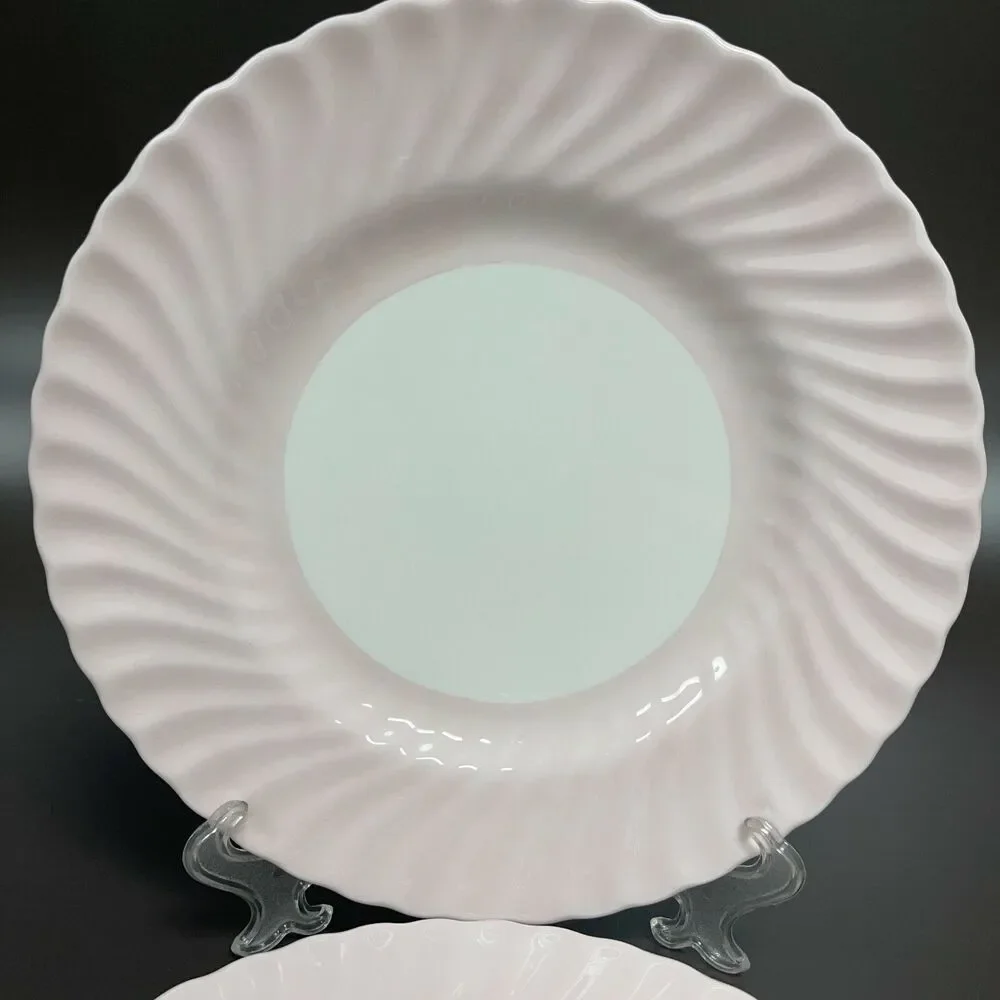 Minton Dinner Plates Swirl Edge Pink White 10 5/8